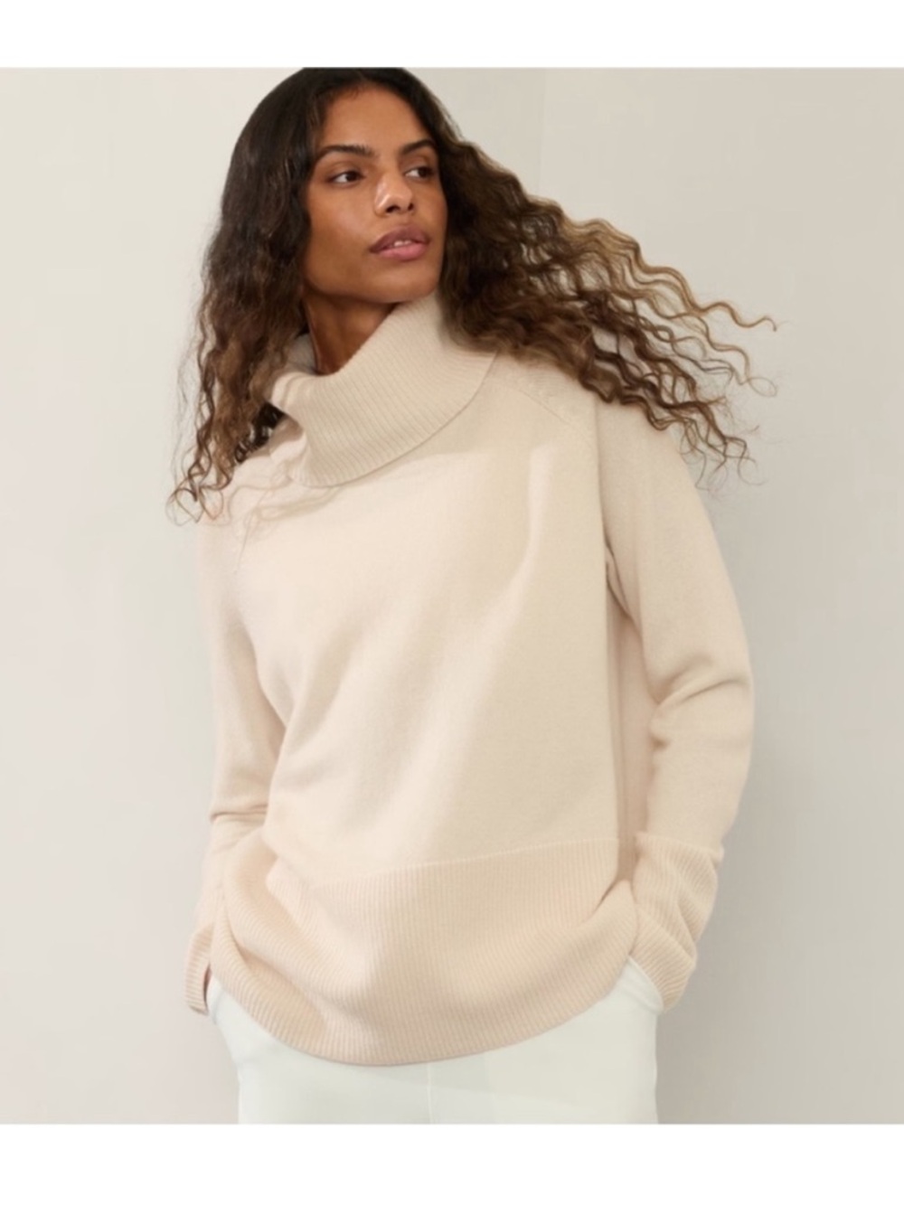 Athlete Quiet Luxury Soft Alpine Turtleneck Wool/Cashmere Long Sleeve Sweater.